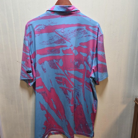 Yatta Golf Polo Shirt Mens 3XL Blue Pink Abstract Print Stretch Performance - Picture 3 of 8